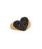 Black Diamond Slanted Heart Ring - 14K